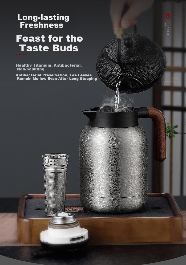 IMOGY German Pure Titanium Insulated Teapot, Tea Infuser Pot for Aged White Tea Steeping, Thermal Carafe for Home Use, Hot Water Kettle for Brewing Tea 9