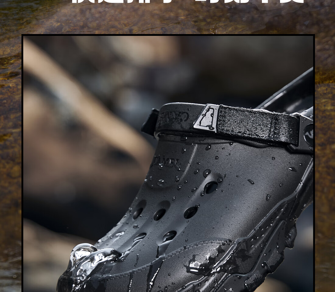 CAMEL Soft Cushioning Two-Way Thick-Soled Mountain Outdoor Sandals Breathable Men's Hole Shoes G15M776029 Black 42 24