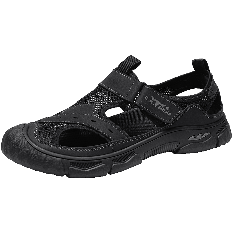 Bull Family Summer Sandals Men's Breathable Hollow Outdoor Beach Shoes Casual Hiking Water Shoes