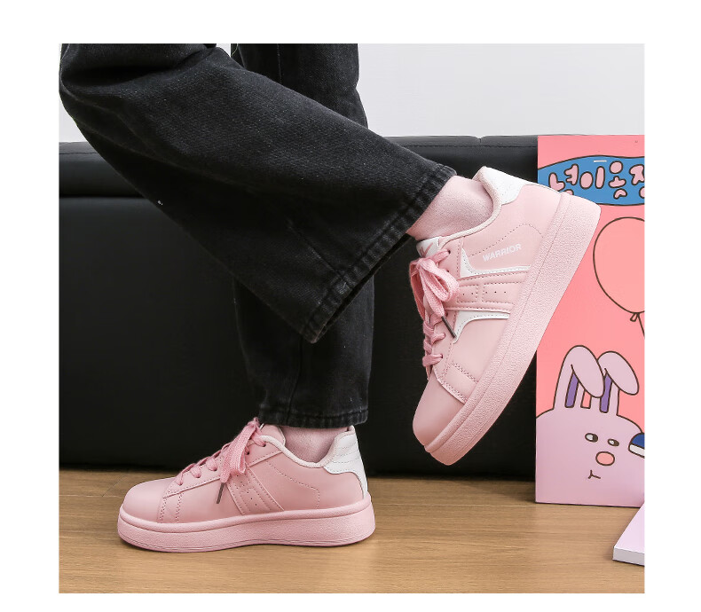 Warrior Women's White Sneakers 2026 Spring New Leather Thick Sole Platform Canvas Casual Sports Shoes 10
