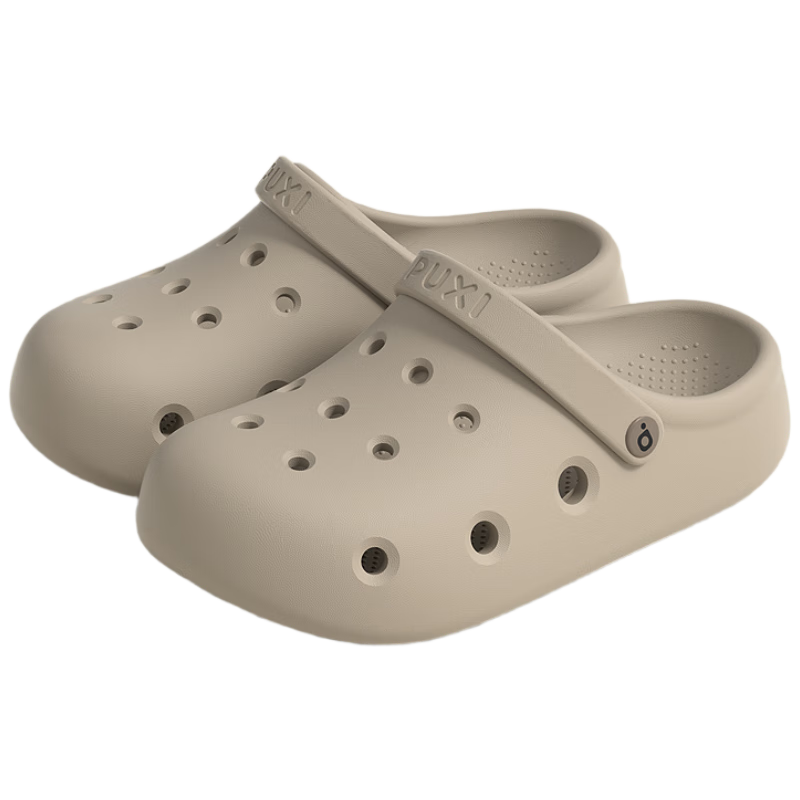 Puxi Beach Casual Hollow EVA Thick Sole Height Increasing Couple Sandals Men Women Light Sand Color Size 39-40