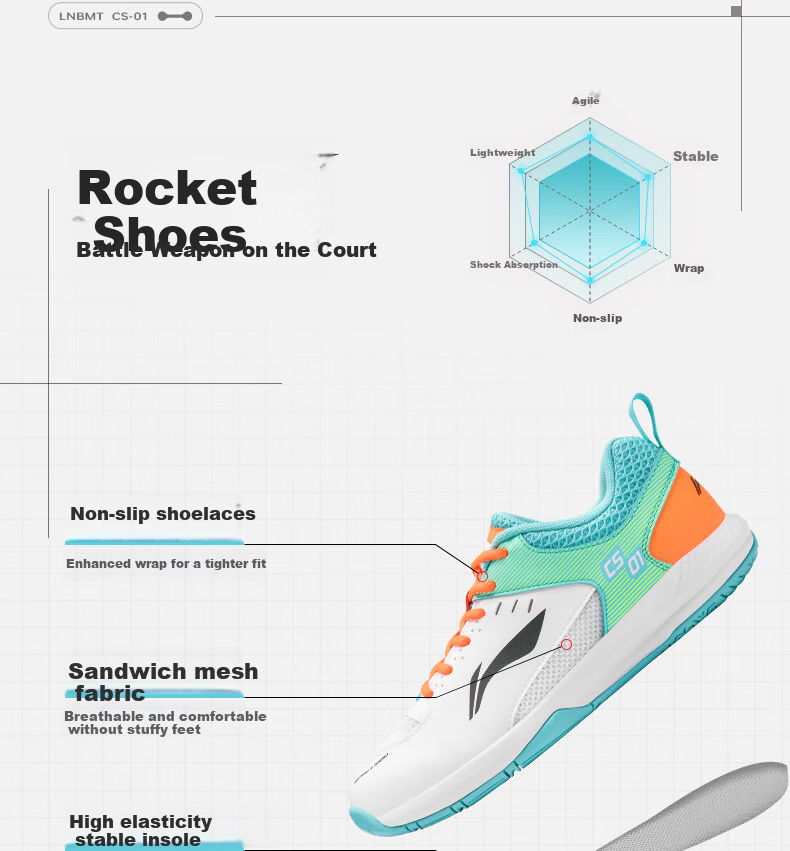 Li-Ning Badminton Shoes for Men And Women, Rocket Shoes 1.0, Competition And Training Shoes, Table Tennis And Tennis Shoes, Low-Profile Flying Shoes 4