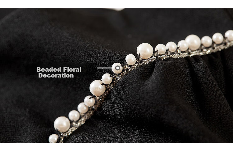 Sentubila Short-Sleeve Dress for Women, Summer Fashion Commuter Mid-Length A-Line Dress with Beaded Waist, Slimming Effect, Black, M 18