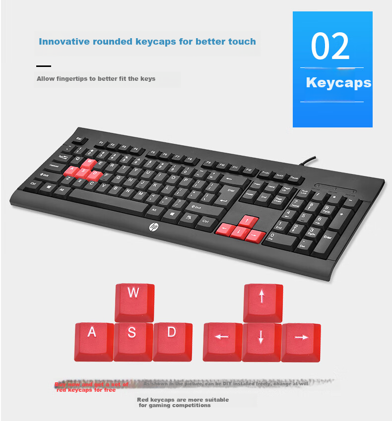 HP Keyboard And Mouse Combo, Mechanical Feel Gaming E-Sports Wired USB Interface, Compatible with Laptops And Desktop Computers, Suitable for Business And Office Use 5