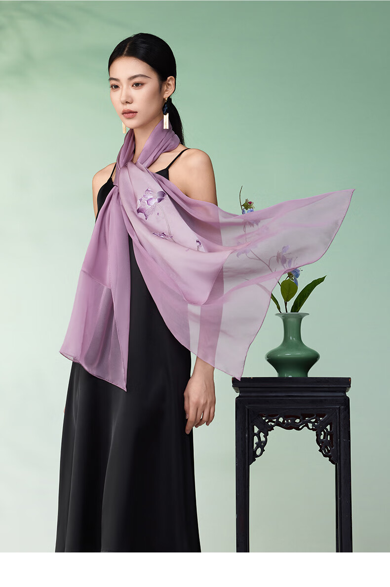 Embroiderer Silk Mulberry Silk Genuine Silk Su Embroidery Scarf Gift Box High-End Women's Shawl Scarf Birthday Gift for Elders and Mom 18