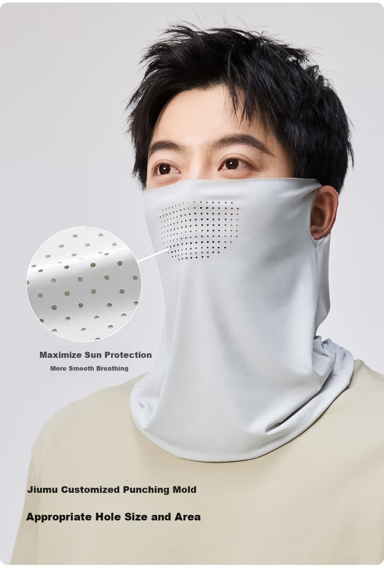 JIUMU Ice Silk Sun Protection Face Mask for Men, Cycling Summer UV Protection Sunshade Neck Guard Full Face Breathable Sun Protection Mask 4