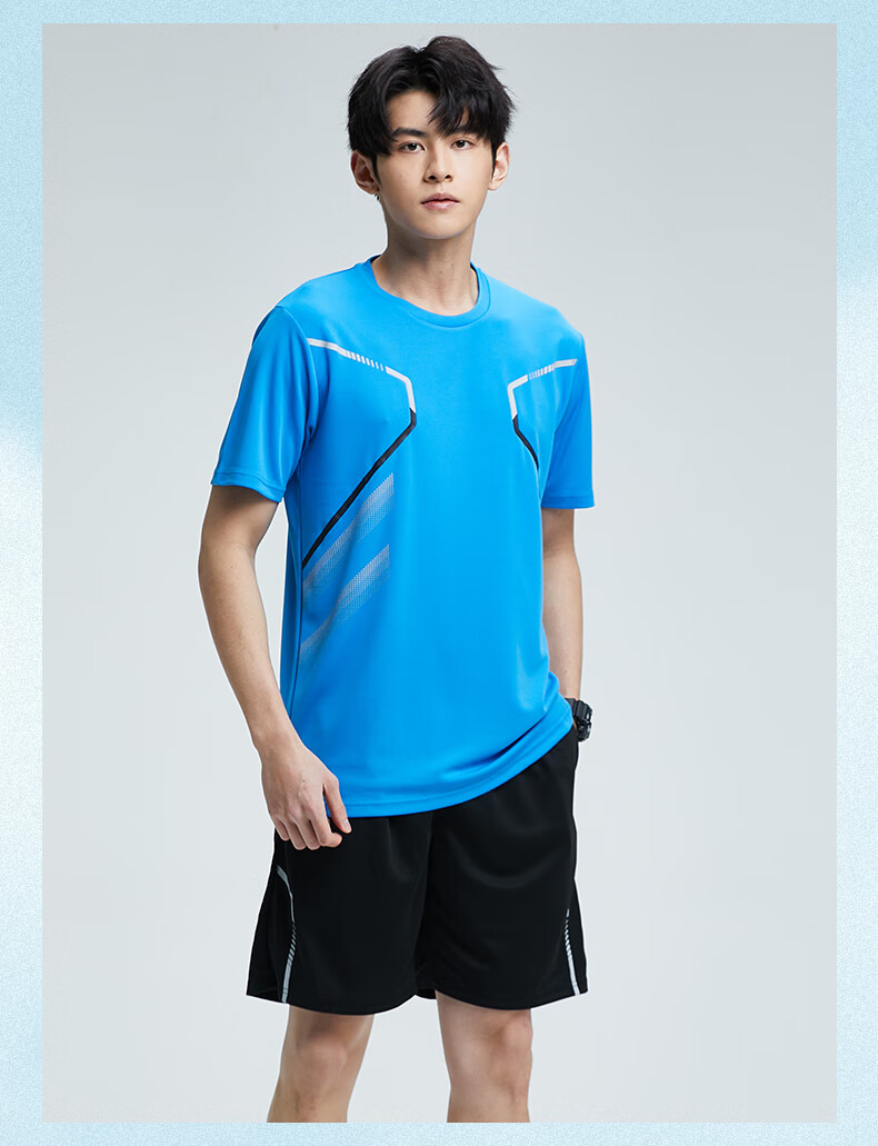 BURUITE Men's Summer Sports Set Short Sleeve Shorts Ice Silk Quick-Dry T-Shirt Athletics Training Fitness Running Basketball Badminton Apparel 5