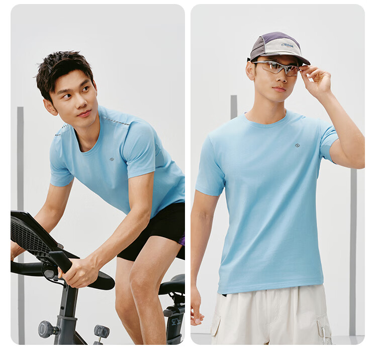 JD Original Summer Men's Sports Short-Sleeve Running Fitness Aerobic Sweat-Resistant Quick-Dry Wool T-Shirt, Phantom Green, 3XL 14