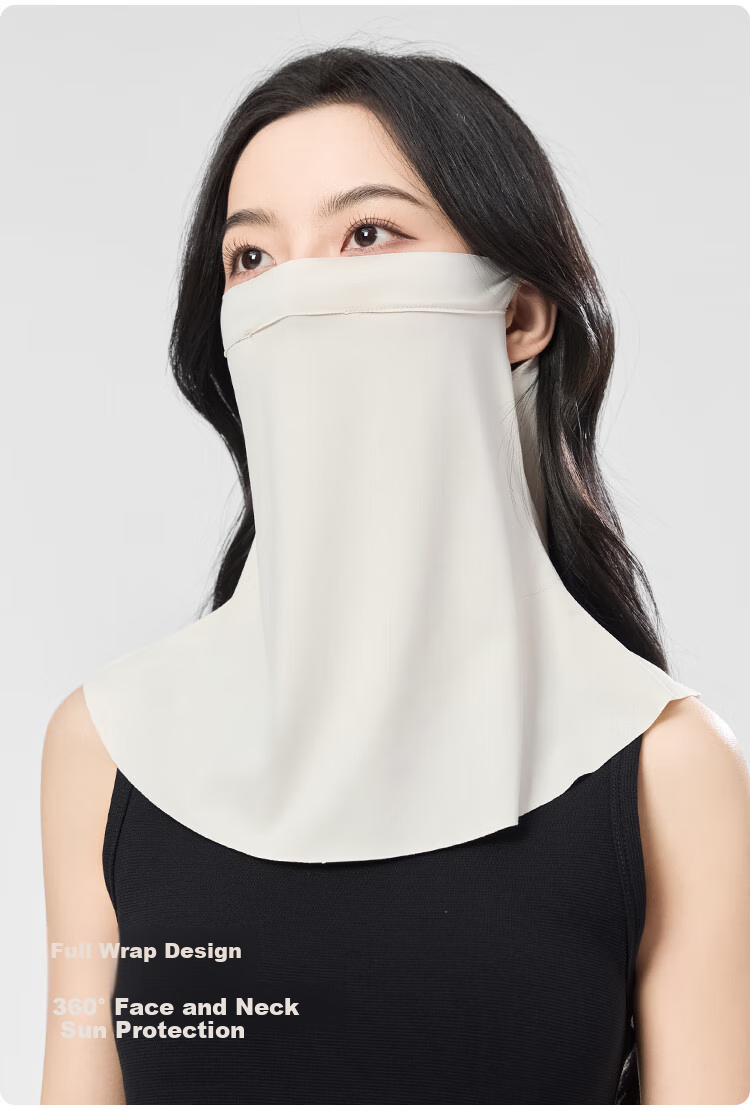 JIUMU Ice Silk Sun Protection Face Mask for Women, Summer UV-Resistant Sunshade Veil, Neck Guard for Driving, Breathable Full-Face Mask 6