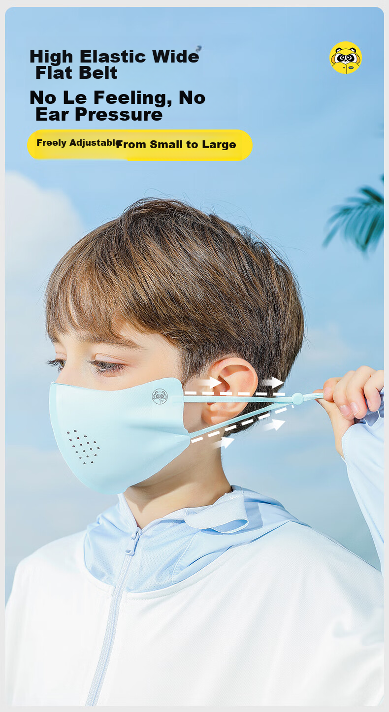 Moremerry Children's Sun Protection Face Mask for Boys And Girls, UV-Resistant Summer Sunshade Ice Silk Cool Breathable Face Mask, Mica Gray, L 7