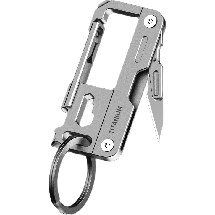 Laiben Titanium Alloy Car Keychain with Folding Knife for Men, Portable Multi-Functional Key Ring, Self-Defense Tool