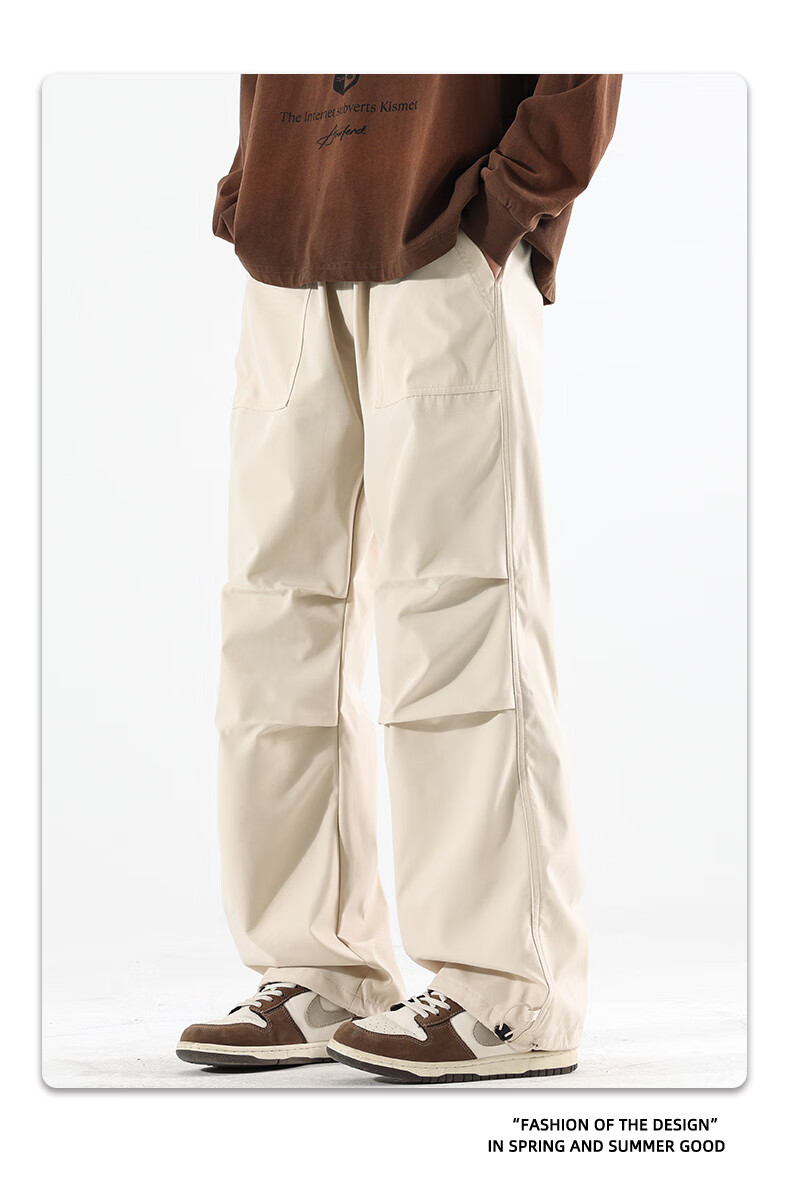 SWAMP AREA Men's Outdoor Sports Pants, Spring And Autumn Soft Shell Versatile Trendy Hiking Trousers, Cargo Pants WS398 White S 5