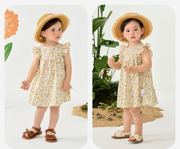Minibala Girls' Cotton Dress, Baby Clothes, Princess Dress, New Style Skirt 13