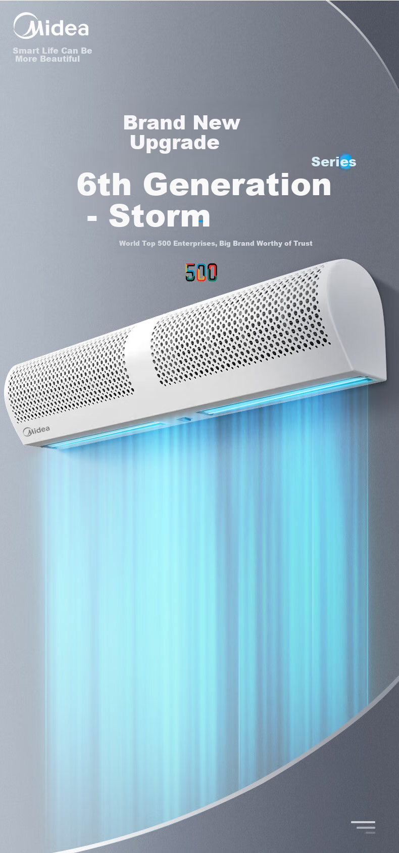 Midea Commercial Air Curtain, High-Power Wind Barrier, Low-Noise Natural Wind, for Shopping Malls And Supermarkets, Air Screen, Industrial Remote Control Wind Gate, 1.2 Meters, FM3012-Y 1