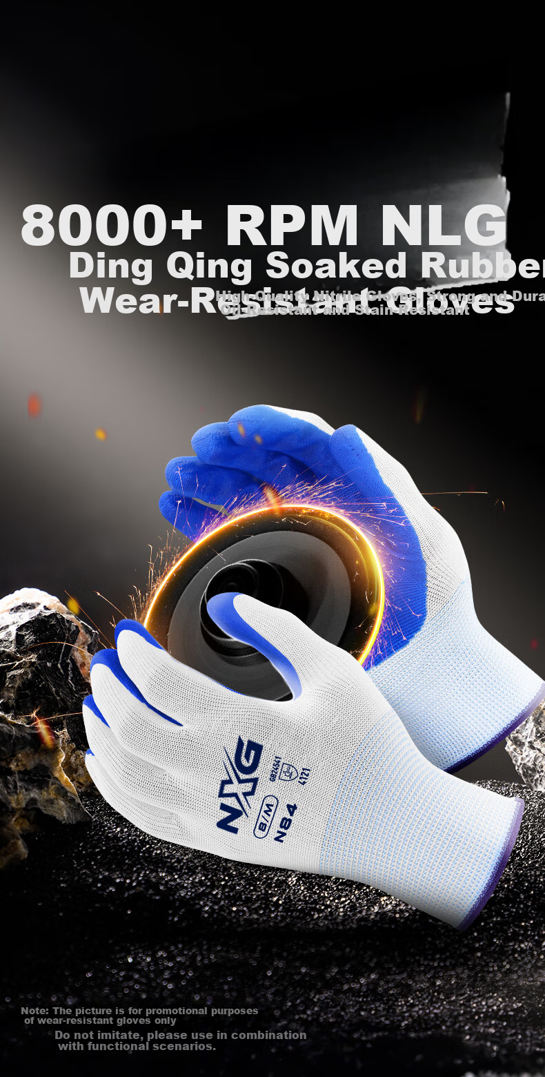NXG Coated Work Gloves, Nitrile Rubber Wear-Resistant Non-Slip Rubber, Construction Site Protective Work Gloves N85 1