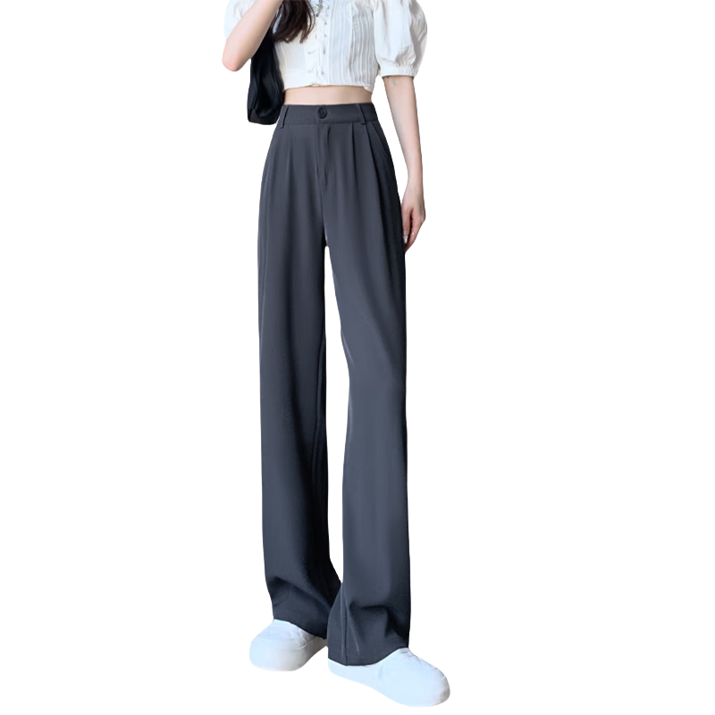 LangSha Women's Suit Pants, 2026 New Style, Draping High-Waist Straight-Leg Slimming Elegant Office Work Professional Thin Wide-Leg Trousers
