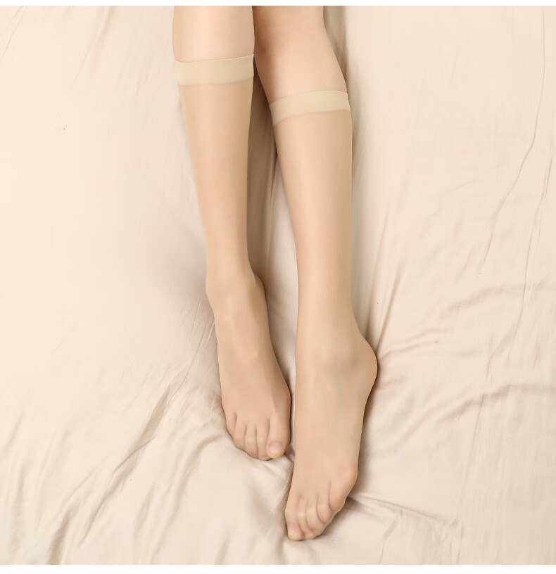 LangSha Mid-Calf Stockings Women Calf Stockings Spring and Autumn Thin Short Anti-Snag Nude Mid-Length Half Tube Socks 8