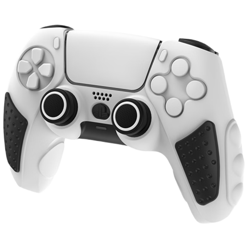 Liangzhi PS5 Controller Silicone Case Joystick Cap Button Cover Anti-Slip Protective Shell Rechargeable PS5 Controller Silicone Set Black and White PS5 Gaming Accessories L691