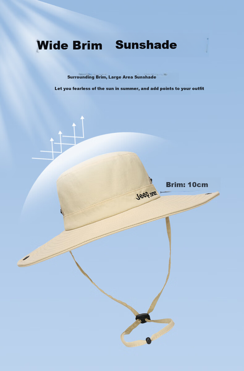 JEEP Men's Four-Season Sun Hat Unisex Adjustable Wide Brim Fisherman Hat UV Protection Sun Cap A0359 2