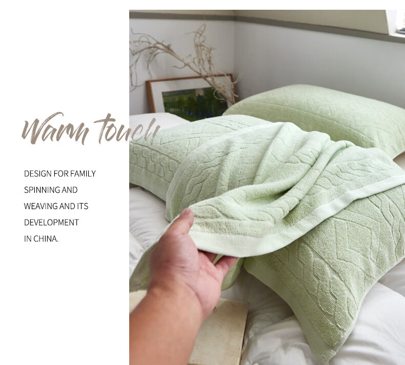 Hengyuanxiang 100% Pure Cotton Thickened Pillow Towel Blue 52*75cm (Pair) 14