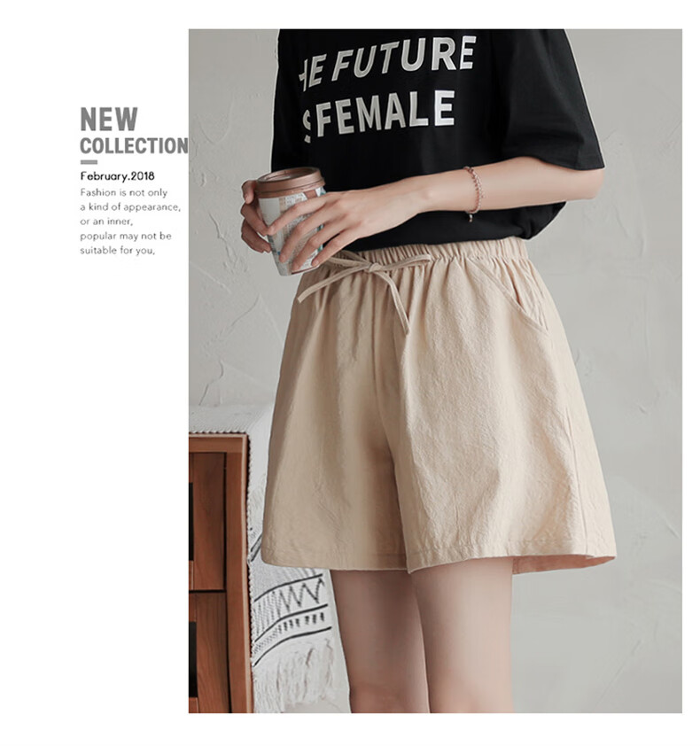 LangSha Cotton And Linen Shorts for Women, Summer A-Line Style, Plus Size, Sports Shorts, Versatile High-Waist Loose Casual Wide-Leg Hot Pants 13