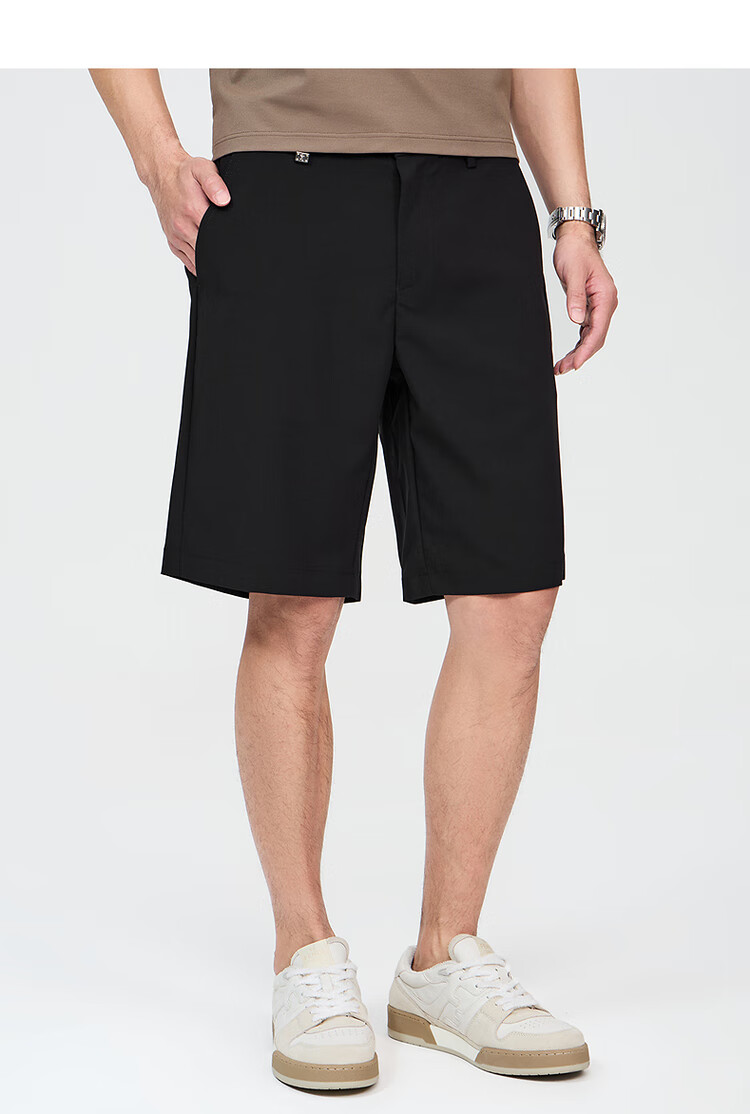 DANCING WOLVES [Cool Mulberry Silk] Four-Way Stretch Summer Commute Versatile Casual Shorts for Men, 015 Dark Gray, Size 36 2