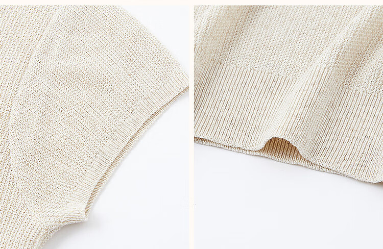 Demana Natural Linen Summer Elegant Round Neck Short Sleeve Loose Knit Top for Petite Women 21