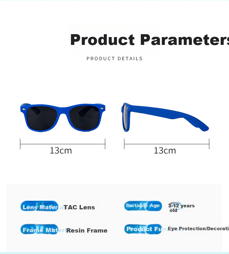 Angelamiao Children's Sunglasses for Boys, Kids' Sunglasses, UV Protection Children's Glasses, Blue Frame Back-To 9