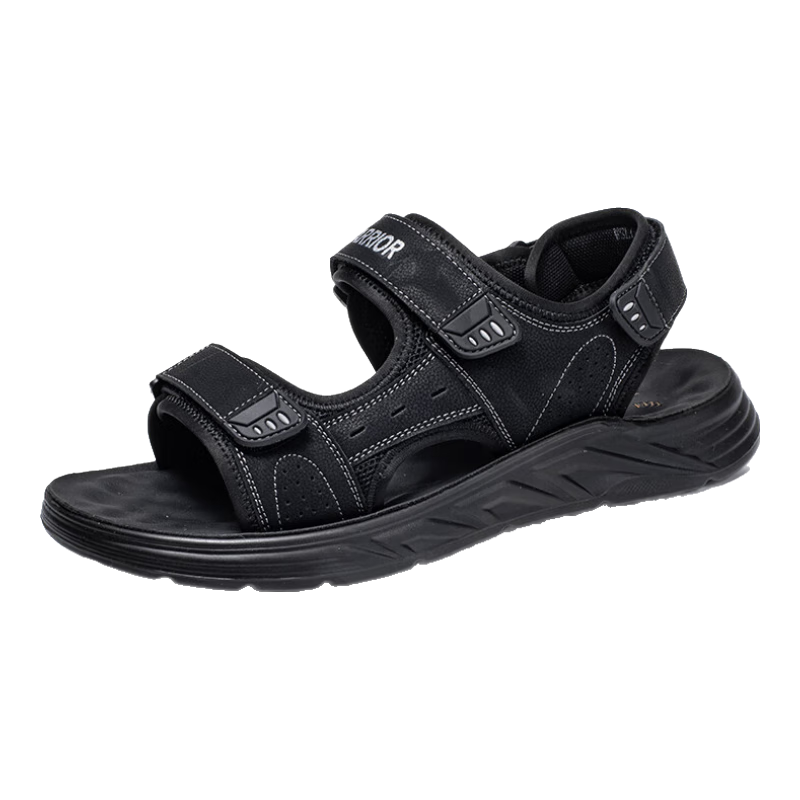 Huili Men's Sandals, Summer Outdoor Breathable Comfortable Beach Shoes, Non-Slip Wear-Resistant Versatile Casual Shoes for Men, Black, Size 39