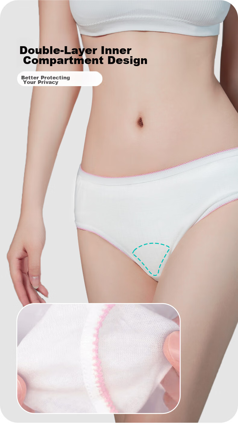 NOLANSEND Disposable Women's Underwear, 100% Pure Cotton, Travel Military Training Portable, Maternity No-Wash Non-Sterilized, 5-Pack, XXL Size 9