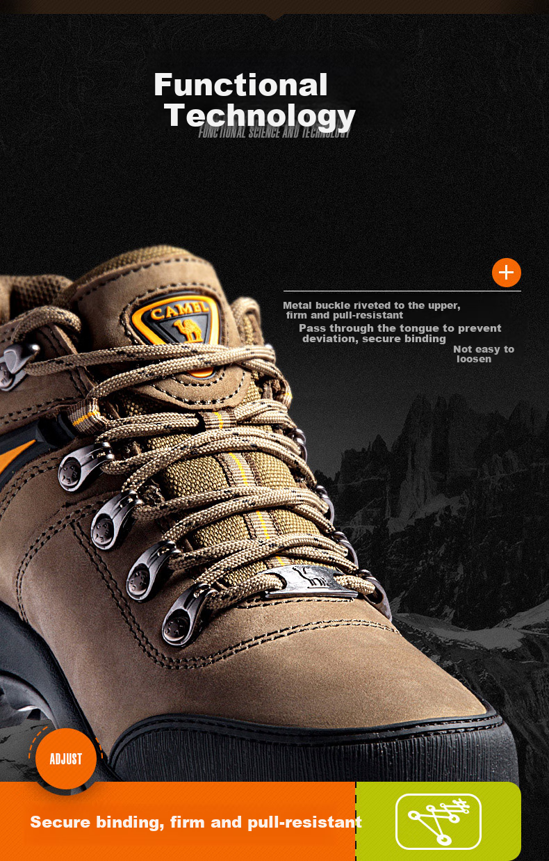 CAMEL Outdoor Hiking Shoes for Men, Durable Trekking Shoes, Cowhide Outdoor Footwear A63202a6015 Brown Size 42 2