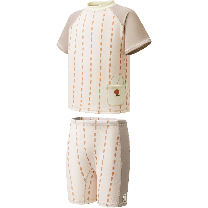Kocotree Children's Two-Piece Swimsuit, Short-Sleeved, for Boys And Girls, Sun Protection Swimwear, Suitable for Small, Medium And Large Children, Baby Swimwear