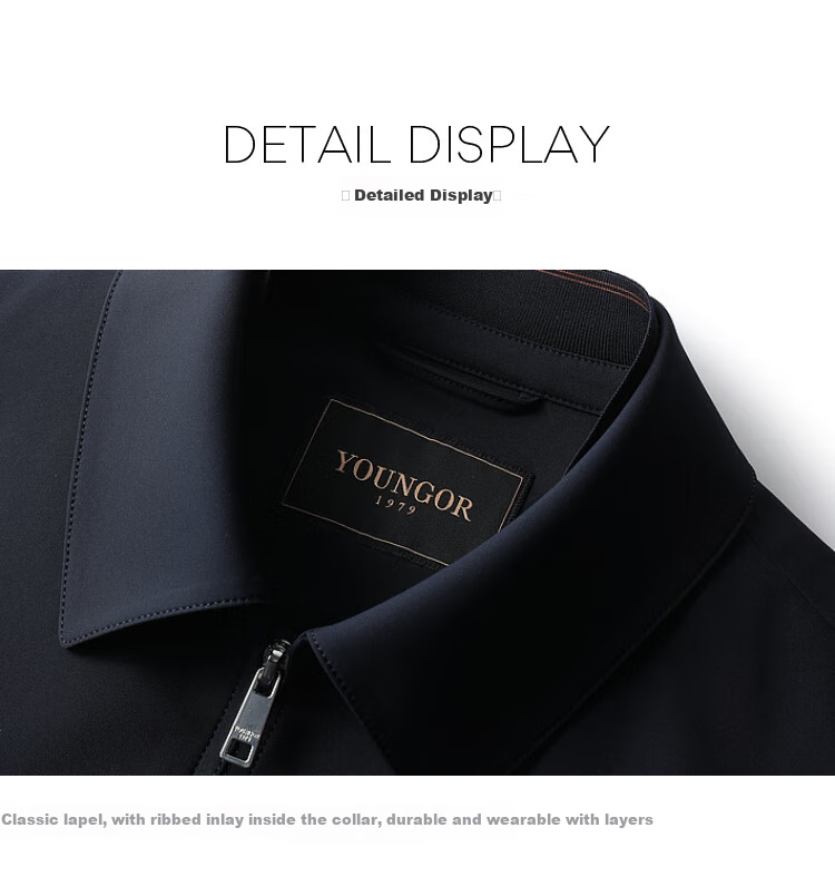 YOUNGOR [Administrative Jacket] Spring 2026 New Men's Lapel Wear-Resistant Jacket, Navy Blue, M, 170/92A 6