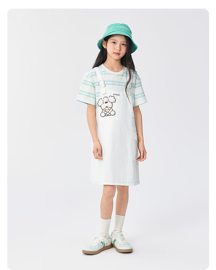 BALABALA Harry Potter Collection Girls' Summer Denim Suspender Dress with Faux Two-Piece Design 15