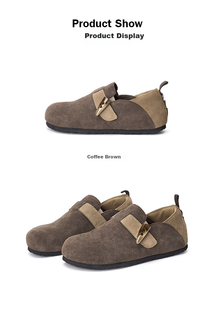 J&M Birkenstock-Style Women's Shoes, Spring Outdoor Wear, Soft Sole, Retro, Full Coverage, Casual, Niche, Women's Flats, Coffee Color, Size 40 13