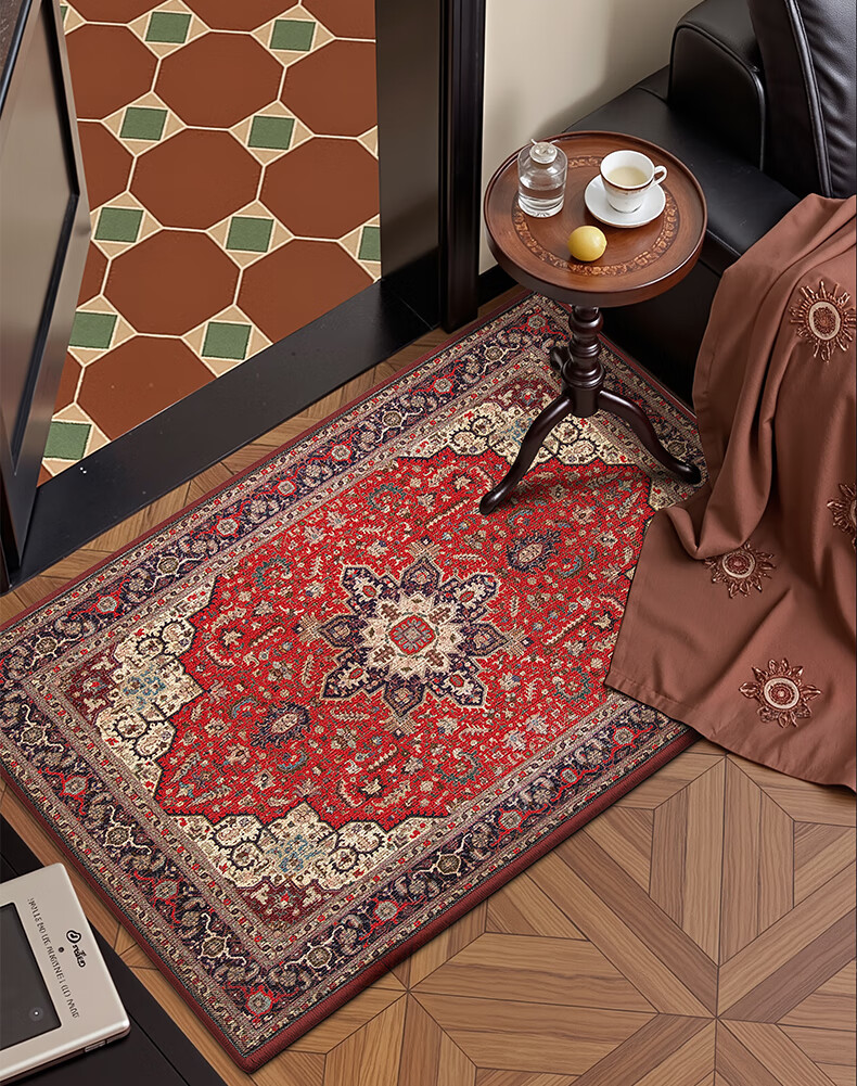 Dajiang Entrance Door Mat, Traditional Chinese Style Foyer Carpet, New Chinese-Style Red Festive Doormat for Entryway, 60x90cm 3