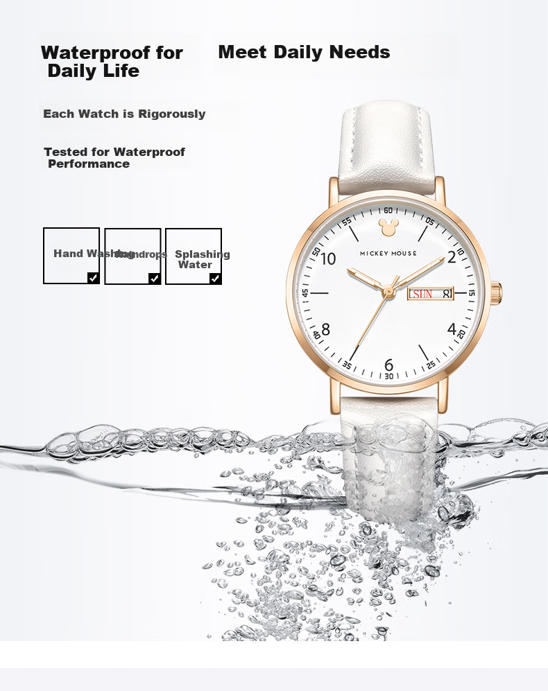 Disney Ladies' Watch, Fashionable Waterproof Dual Calendar, Girl's Wristwatch, Middle And High School Student Exam Watch, Birthday Gift for Girls 11