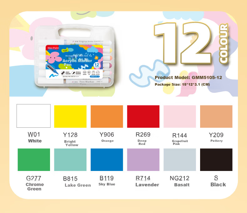 GRASP Direct Liquid Soft-Tip Acrylic Markers for Students, 24 Colors, Non-Translucent, Stackable, Elementary School Watercolor Pens, Paint Pens, Drawing Pens, Direct Liquid 24-Color Gift Box Set for Art Educatio 16