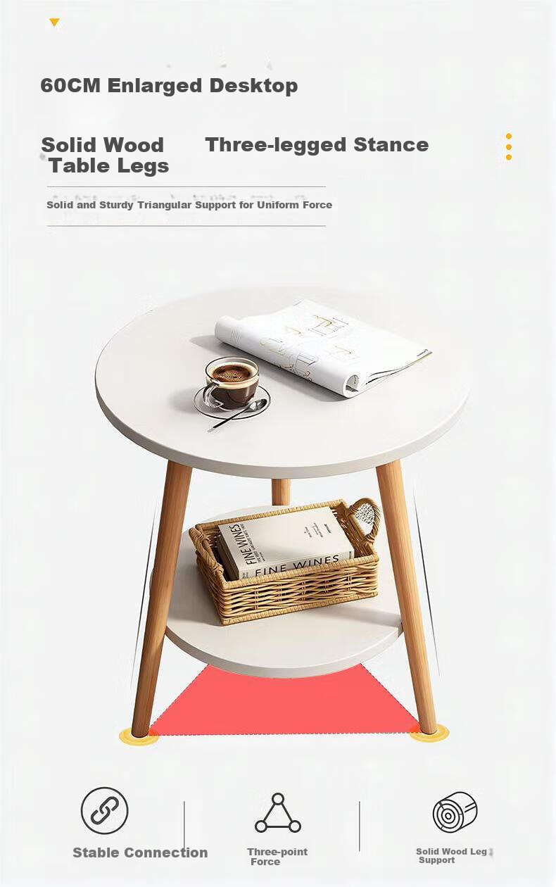Quanpinwu Small Round Table Coffee Table for Home Living Room, Simple Sofa Side Table, Nordic Bedroom Bedside Table, Mini Balcony Small Table 2