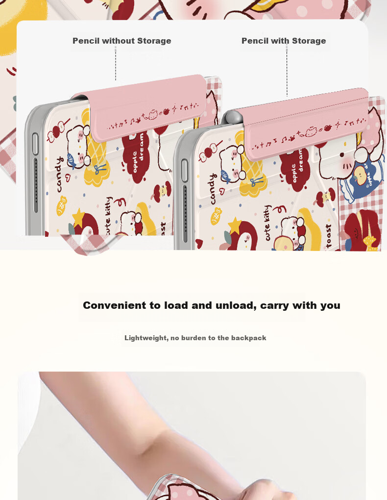 RBP Compatible with 2025 New IPad 11/10 Case, A16 Chip 10th Generation Tablet Protective Cover, Upgraded 3Y Foldable Magnetic Detachable Anti-Bend Pen Holder Apple Kitty 8