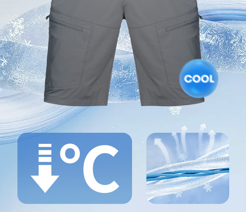Free Soldier Peak Spring Summer Shorts Teflon Three-Defense Men's Work Shorts Breathable Sun Protection UPF50+ Light Gray 36W/10L 3
