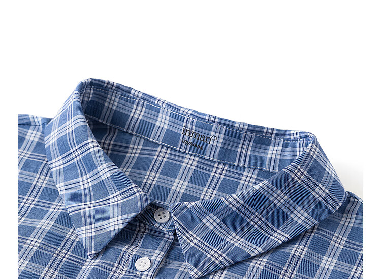 INMAN French Plaid Dress Summer Women's Versatile Puff Sleeve A-Line Skirt Navy Blue S 39