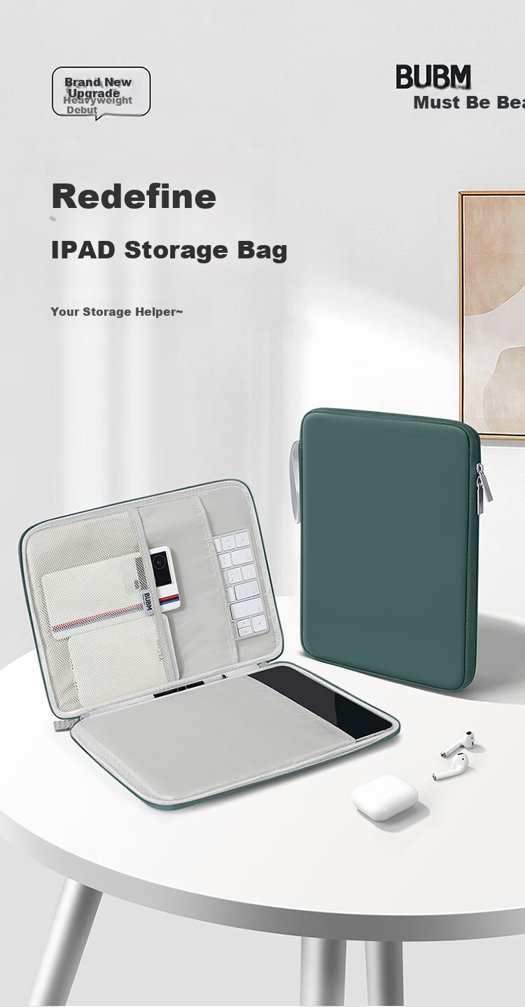 Biyoumei IPad Tablet Case, 11-Inch Protective Cover, Apple Huawei Tablet Accessory Storage Bag, Smog Blue 1