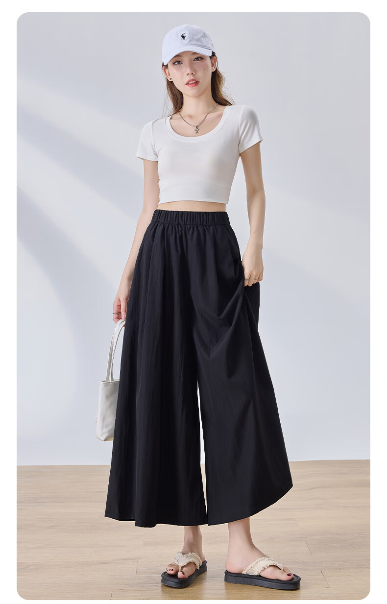 LangSha High-Waisted Yamamoto Skirt Pants for Women, Summer Lightweight Flowy Slimming A-Line Skirt Shorts, Loose Wide-Leg Pants for Petite Figures 7