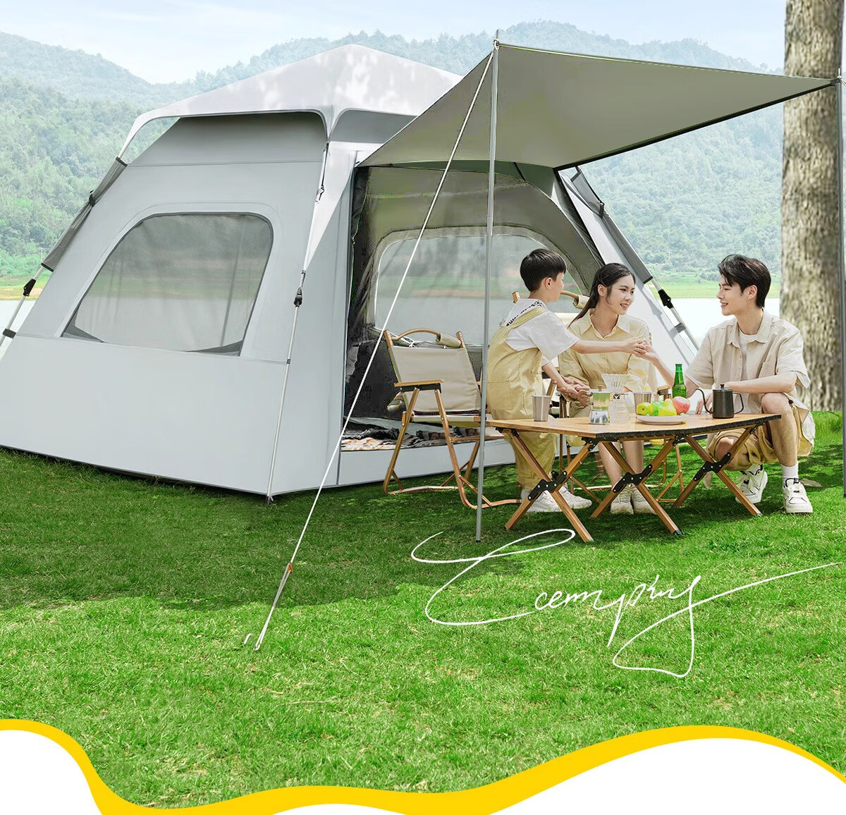 BeiJiLang Large Automatic Tent, Silver-Coated Sunshade, Breathable Camping Gear for Outdoor Activities And Picnics 1