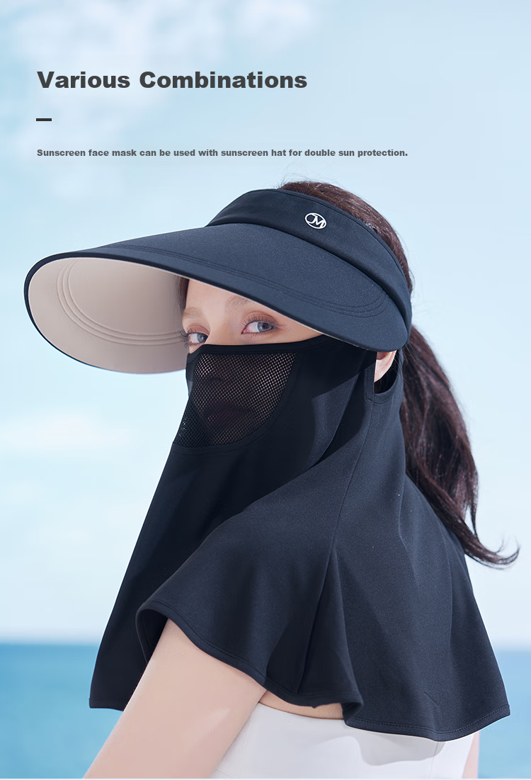 JIUMU Ice Silk Sun Protection Face Mask for Women, Summer UV Protection Sunshade Veil, Driving Neck Guard, Breathable Full Face Mask 9