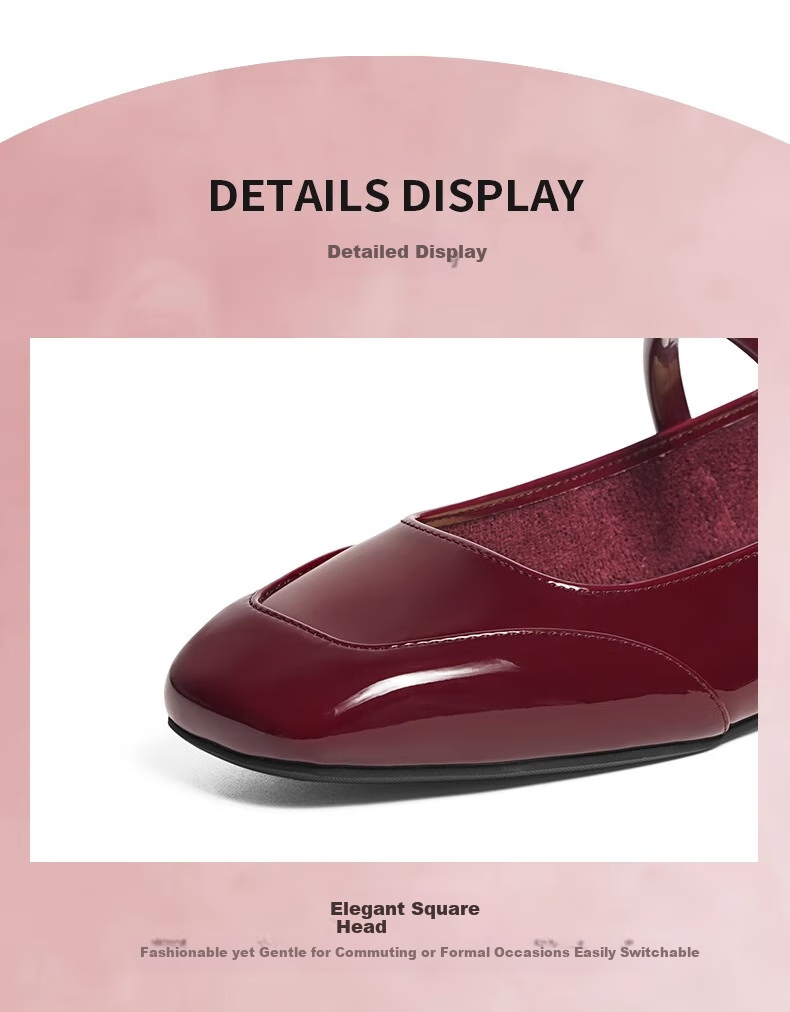 RED DRAGONFLY Mary Jane Women's Shoes Spring And Autumn French-Style Red Wedding Shoes Beautiful Retro Flat Leather Shoes WTB24600 Red 40 5