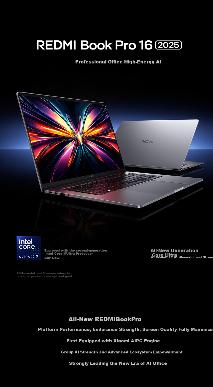 MI Notebook, Redmi REDMI Book Pro 16 2025 Thin And Light Laptop, High-Performance Intel Core 2nd Generation, for Study And Office Use 1