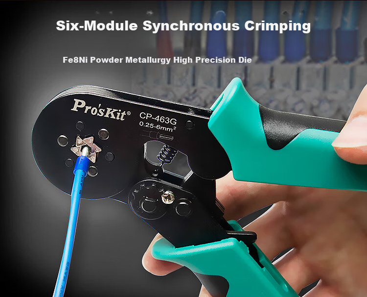 Pro'sKit CP-463G Self-Adjusting European Tube Terminal Crimping Pliers, Professional Electrician Wire Crimping Tool (Hexagonal) 1