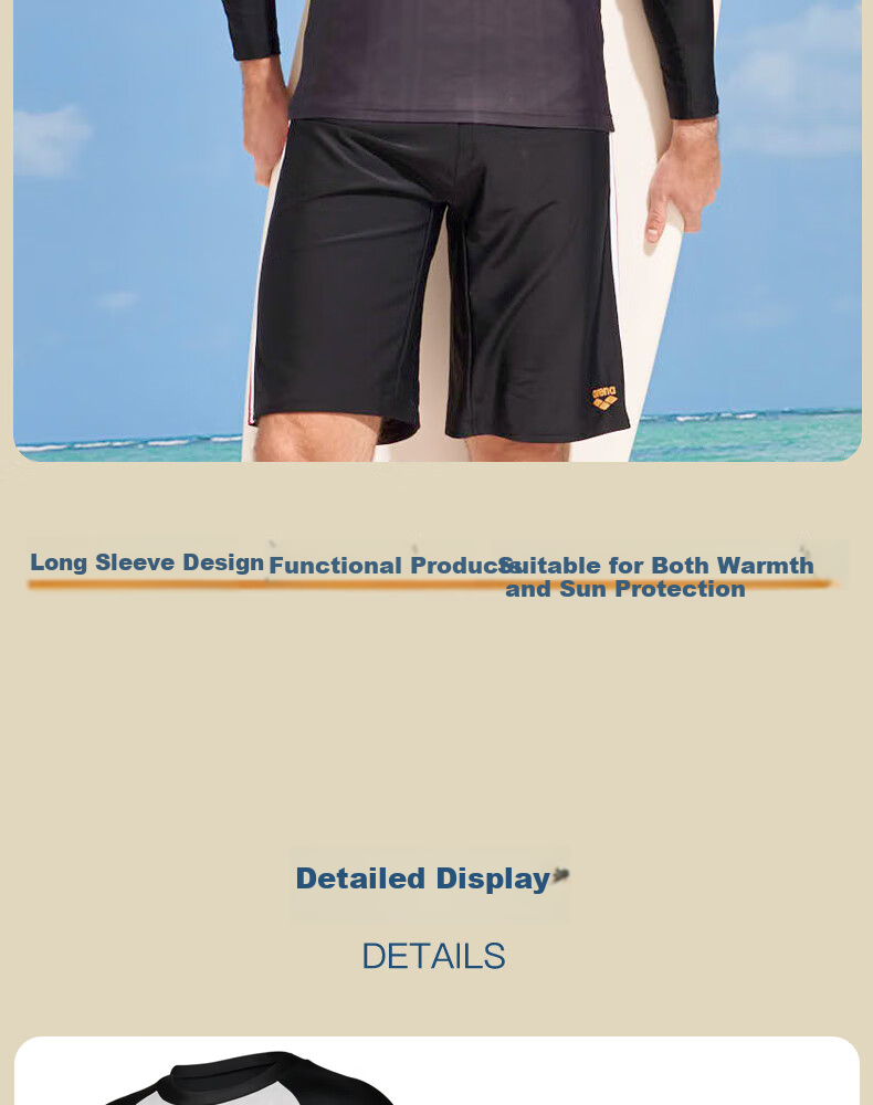 Arena Men's Swim Top, Long-Sleeve Sun Protection Casual Surfing High-Elastic Comfortable Gradient Print Conservative Gear 6